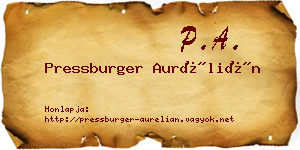 Pressburger Aurélián névjegykártya
